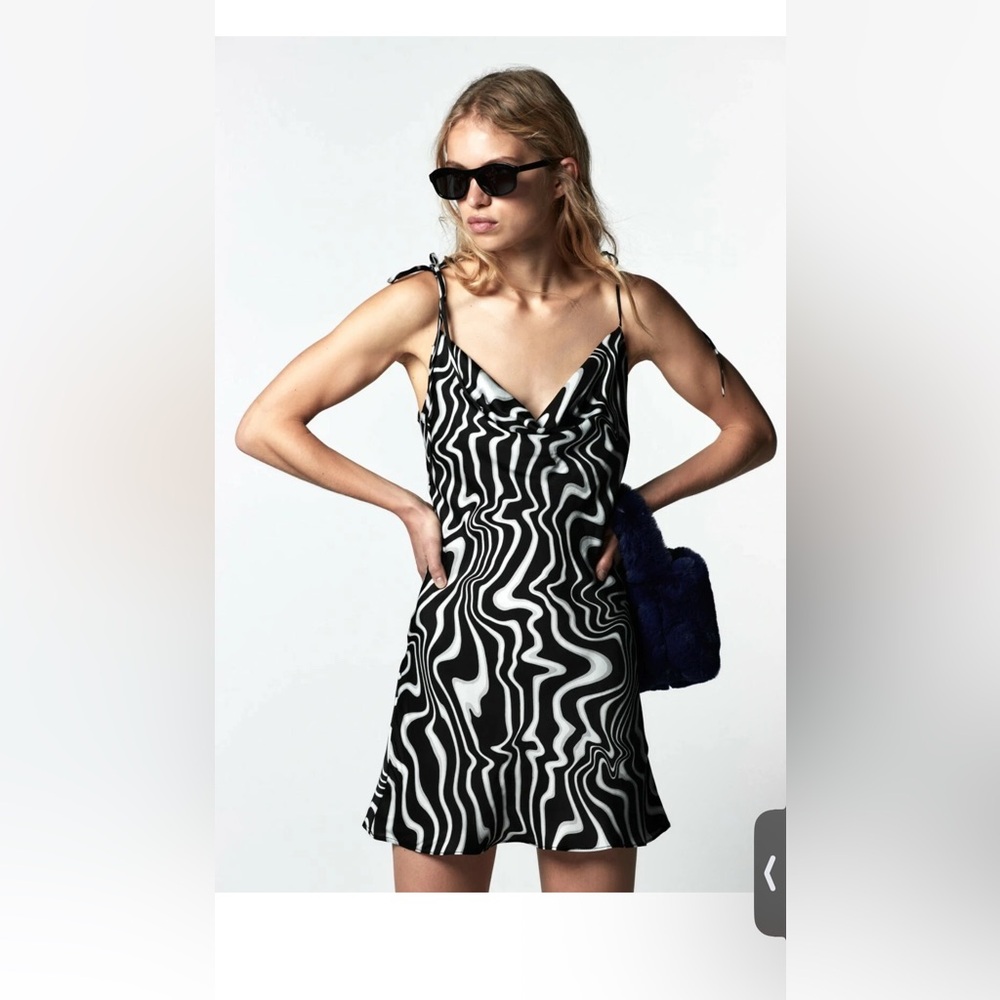 Zara Black and White Abstract Mini Dress